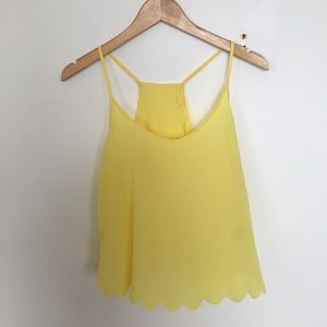 Scalloped open-back top